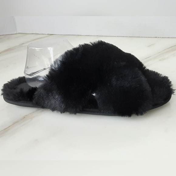 NWOT STARS ABOVE Paris Faux Fur Criss-Cross Slippers Sz 11/12 - Picture 5 of 7